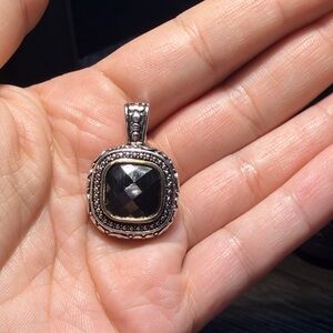 silver Black Stone Pendant Necklace